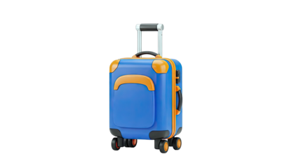 Blue and orange rolling suitcase