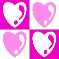 Festival of love, Valentine's Day, expression of love, pink heart pattern on a white background and white heart on a pink background, Patterns, Covers, Wallpaper, Carpet Design, Prints, Wraps.