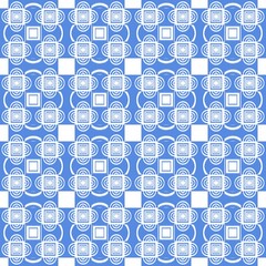 Ikat, fabric pattern, woven white and blue lines in circular and square shapes, Fabric Patterns Consist of Delicate Lines, Covers, Folk Patterns, Wallpaper, Carpet Design, Prints, Wraps.