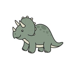 Fototapeta premium Cute Triceratops Dinosaur Cartoon Illustration