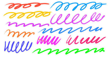 Hand Drawn Crayon Doodle Strokes with Expressive Colorful Line Art