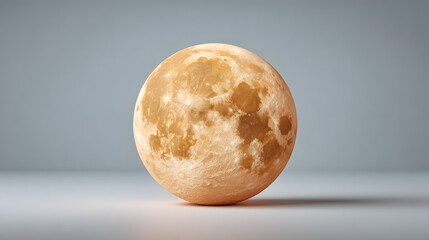 a full moon illuminates in the night sky. The moon has a bright and clear surface and soft glow
