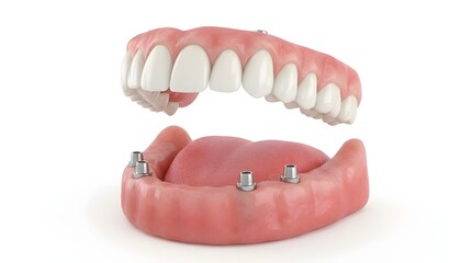Dental Model of Implant-Supported Lower Denture with Four Implants and Conventional Upper Denture