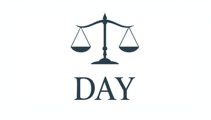 Minimalist Vector Icon of Scales with Day Text in Modern Style for Justice and Law Symbol