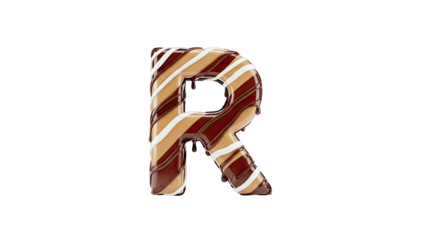 Letter R Drizzled with Chocolate and Cream