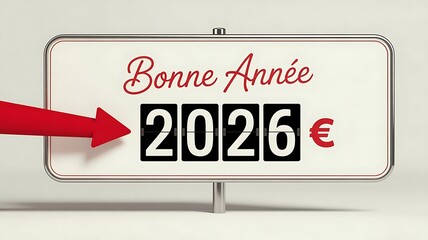 Etiquette boucherie 2026 banner, Carte de voeux bonne ann&eacute;e 2026 rouge, created with generative ai