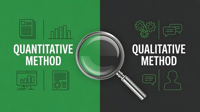 Quantitative method and qualitative method research development project concept, banner design, web header, poster, created with generative ai