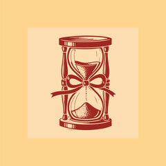 Vintage hourglass with a ribbon bow, representing the passage of time