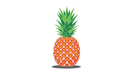 Vibrant and stylized illustration of a whole pineapple with a leafy green crown, a tropical fruit symbol of summer and hospitality.