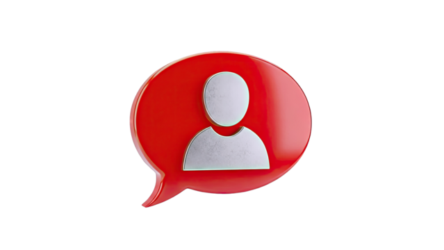 3D Render of a Red Speech Bubble with a User Icon - Powered by Adobe