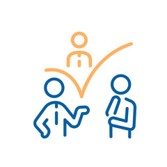 Hr professionals evaluating and choosing the right person for a job position. Recruitment, job search, and hiring concept. Thin line icon editable stroke