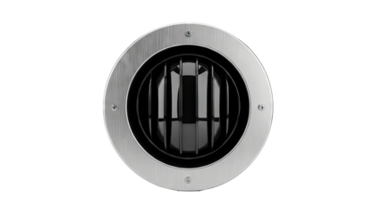 Circular Brushed Metal Vent with Black Grate