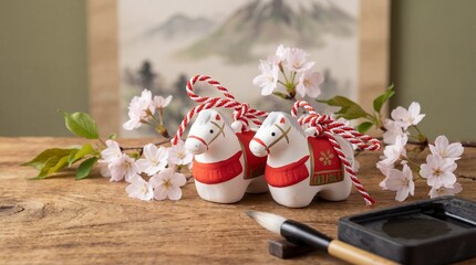 Year of the horse celebration traditional decor festive home setting floral arrangement charming perspective