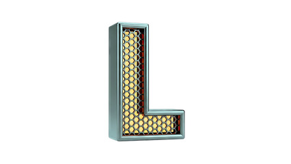 Letter L with Hexagonal Grid Texture and Orange Illumination