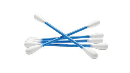 Pile of Blue and White Cotton Swabs