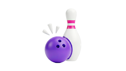 3D Render of a Purple Bowling Ball and Pin
