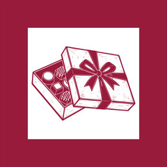 Assortment of chocolates in a gift box with a ribbon