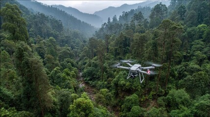Forest monitoring technology using drones, sensors, and satellite data to assess tree health, detect deforestation, and manage forest ecosystems sustainably