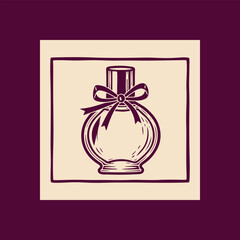 Elegant perfume bottle with bow illustration