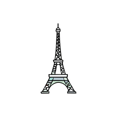 Fototapeta premium Hand-drawn illustration of the iconic Eiffel Tower, a symbol of Parisian elegance and travel, rendered in a charming sketch style with subtle colors, ideal for creative designs