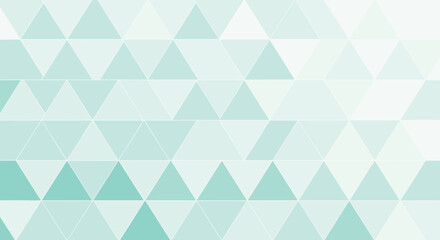 Minimalist geometric pattern features a repetitive arrangement of green and white triangles creating a modern texture for background use.