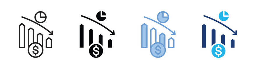 Decrease icon set multiple style collection