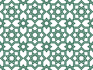 Seamless geometric islamic pattern. Geometric outline texture on white background. Beautiful arabic pattern for design element.