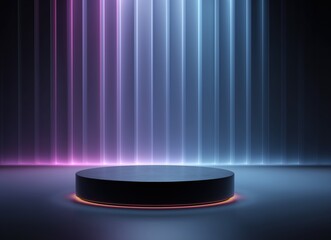 Neon Lit Stage with Colorful Vertical Lights