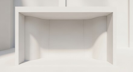 A minimalist white architectural alcove with subtle shadows and clean lines.