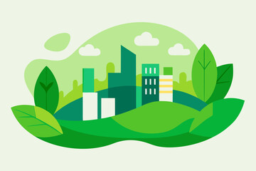 Sustainable Green City Background Vector 