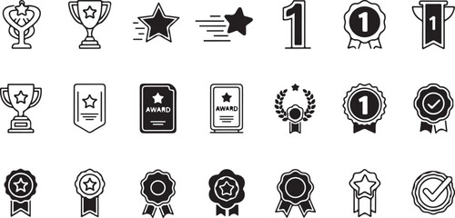 Collection of various award icons and symbols for recognition and achievement