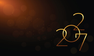 modern gold 2027 new year greeting design banner on dark background