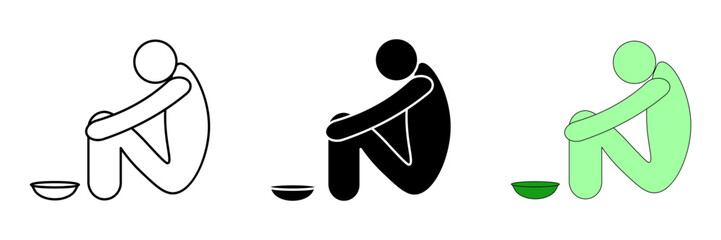 poverty line Set icon on white background