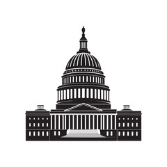 United States Capitol building silhouette vector graphic, minimalist illustration black colour vector design and white background (2).eps
