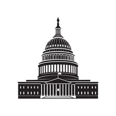 United States Capitol building silhouette vector graphic, minimalist illustration black colour vector design and white background (3).eps