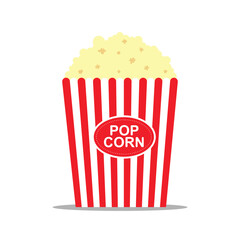 Big popcorn pack. vintage red box of popcorn. cinema, theater food. vector illustration