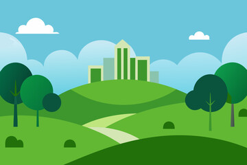 Fototapeta premium Calm Corporate Green Park Landscape Vector