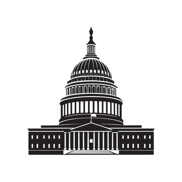 United States Capitol building silhouette vector graphic, minimalist illustration black colour vector design and white background (3).eps