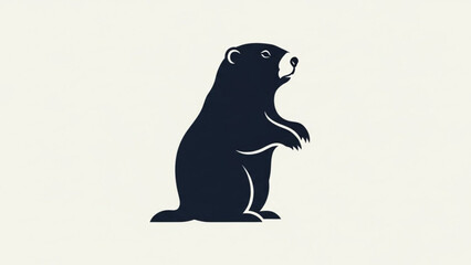Fototapeta premium A minimalist black bear silhouette illustration on a plain background