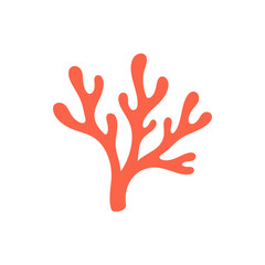 Obraz premium Abstract illustration of a coral branch in a simple flat design with a white background, perfect for marine life and ocean themes