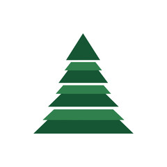 Fototapeta premium Abstract geometric representation of a stylized green Christmas tree composed of layered triangular shapes against a white background