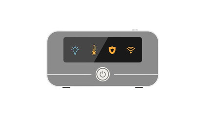 Fototapeta premium Modern Smart Home Device with Digital Display and Status Icons for Security Temperature and Connectivity