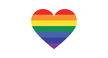 Heart shape filled with the colors of the rainbow pride flag, symbolizing love, equality, and support for the LGBT community.