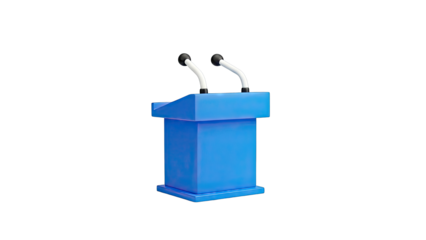 Blue Lectern with Microphones
