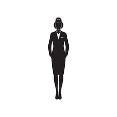 Flight Attendant's Silhouette Vector ? Clean Black on White Design (2).eps