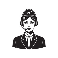 Flight Attendant's Silhouette Vector ? Clean Black on White Design (3).eps