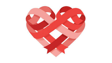 Red intertwined ribbons forming a heart shape symbol.