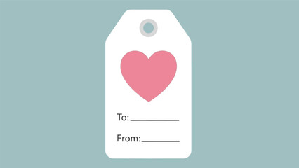 White gift tag with pink heart and space for message.