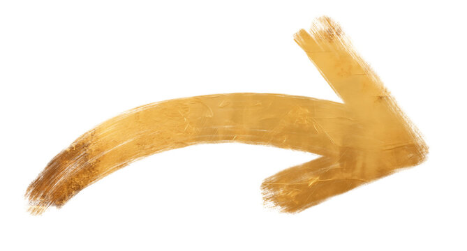 Artistic Gold Paint Brush Stroke Arrow Design Element for Business Success Concept