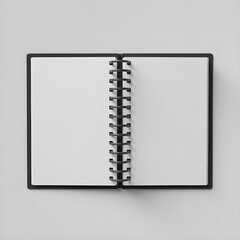 open notebook with black metal rings